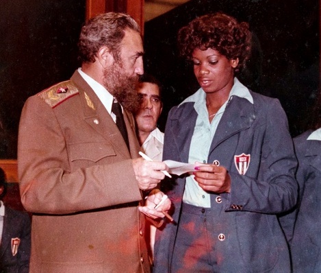 Norka Latamblet y Fidel Castro
