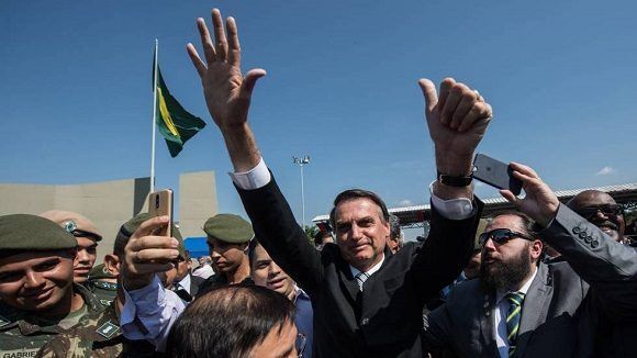 El candidato ultraderechista Jair Bolsonaro durante la campaña. Foto NELSON ALMEIDA AFP 580x326
