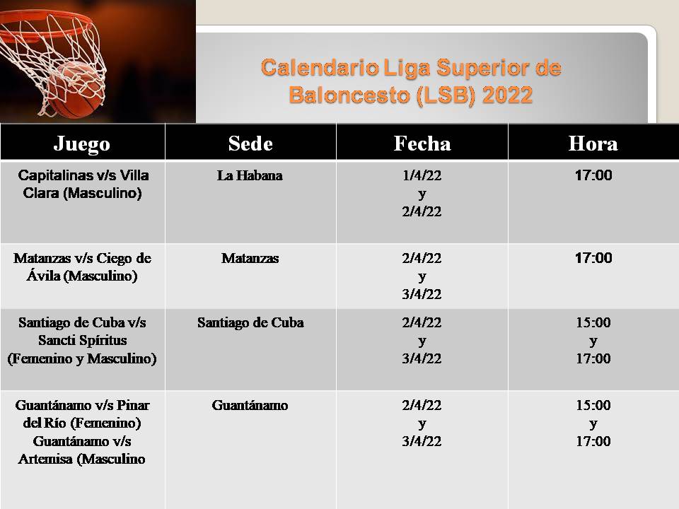 Calendario LSB para publicar 