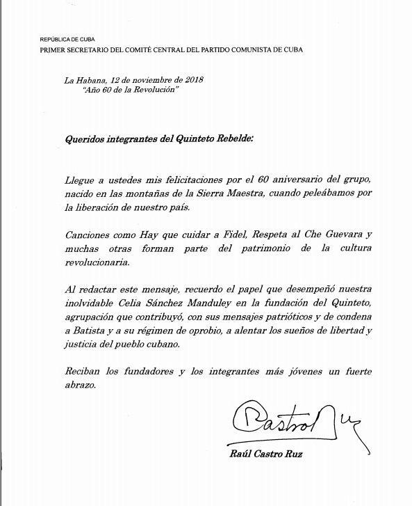 carta quinteto rebelde