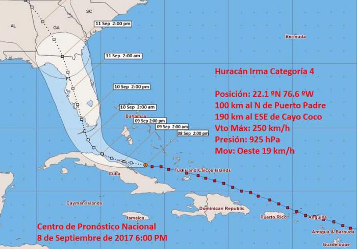 irma mapa trayectoria