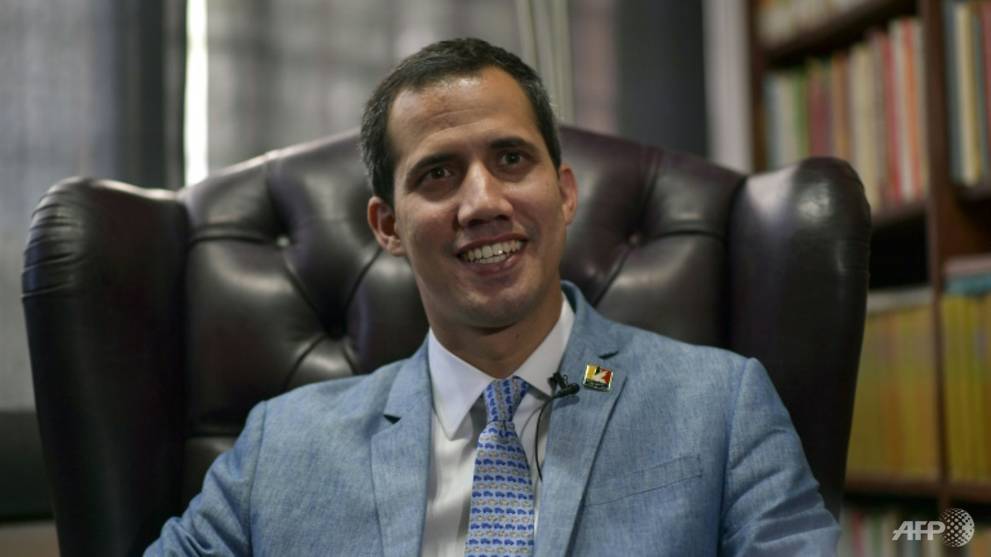 the president of venezuela s national assembly and self proclaimed acting president juan guaido during an interview with afp in caracas 1549697868457 2