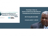 Participa Esteban Lazo en Sexta Conferencia Mundial de Presidentes de Parlamentos