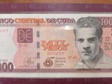 Banco Central de Cuba pone en circulación una emisión especial del billete de 1000 pesos cubanos